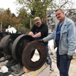 Montagearbeiten an der Dampfmaschine