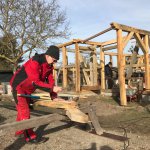 Vorbereitungsmontage f&uuml;r den Dachstuhl