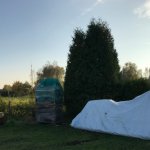 Lagerung der verpackten Dampfmaschine bis zum Aufbau 2018 auf dem Betriebsgel&auml;nde an der Loger Landstra&szlig;e