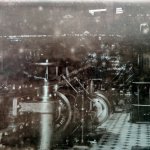 Dampfmaschine Nr. 549 von 1895 der Firma K. & Th. M&ouml;ller G.m.b.H./ Brackwede in Westfalen um 1925 in der Maschinenhalle der mechanischen Leinenweberei Friedr. & E. Wentz G.m.b.H. im hannoverschen Wustrow